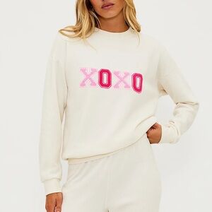 Beach Riot Devyn Oversized Sweatshirt in XOXO Cream, size XS